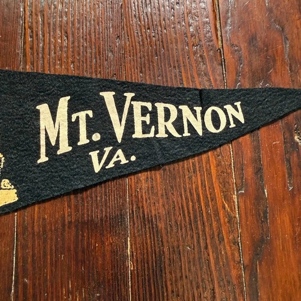 VTG 1960s Mt Vernon Virginia Felt Pennant Black George Washingtons Mansion